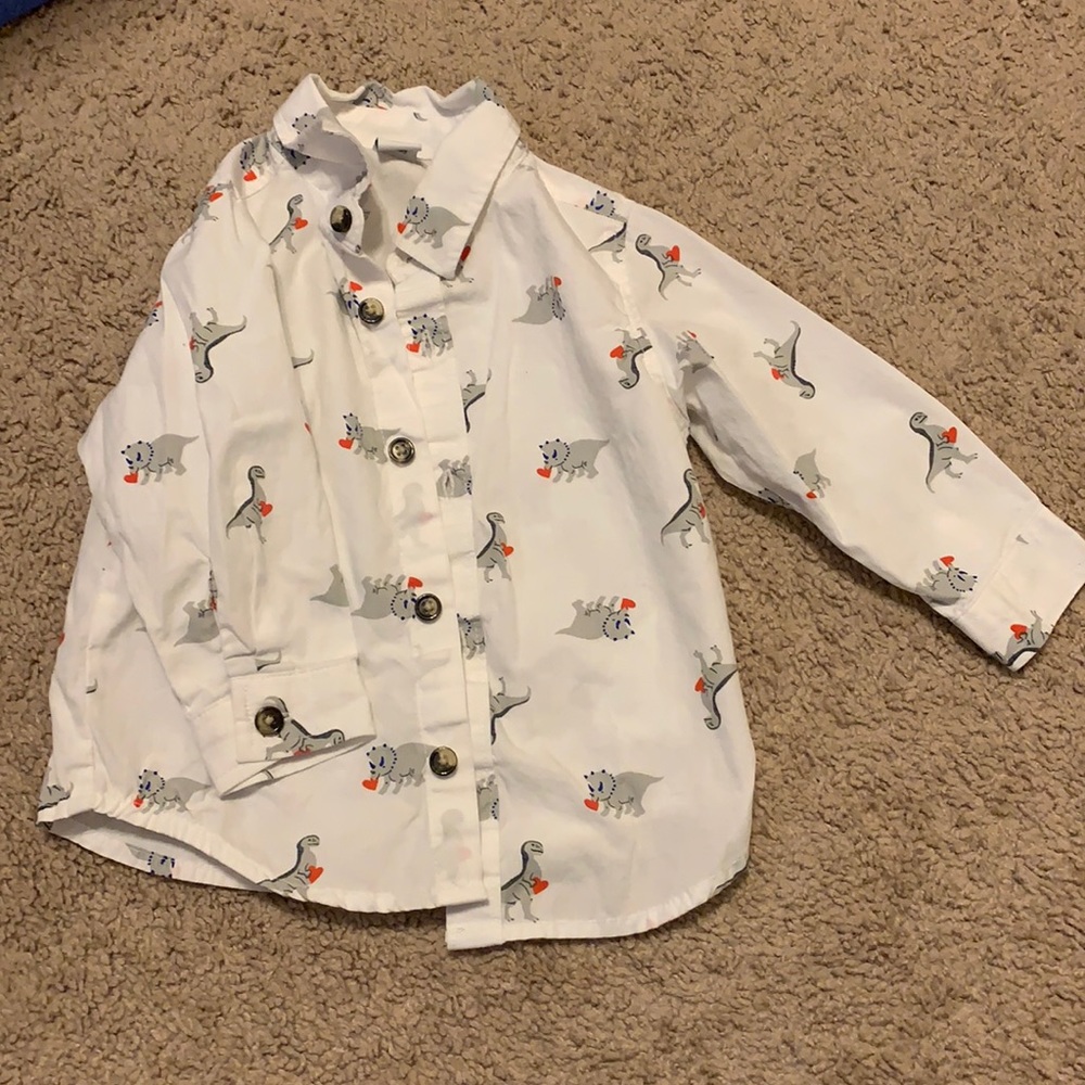 Dino hearts dress shirt 12/18m